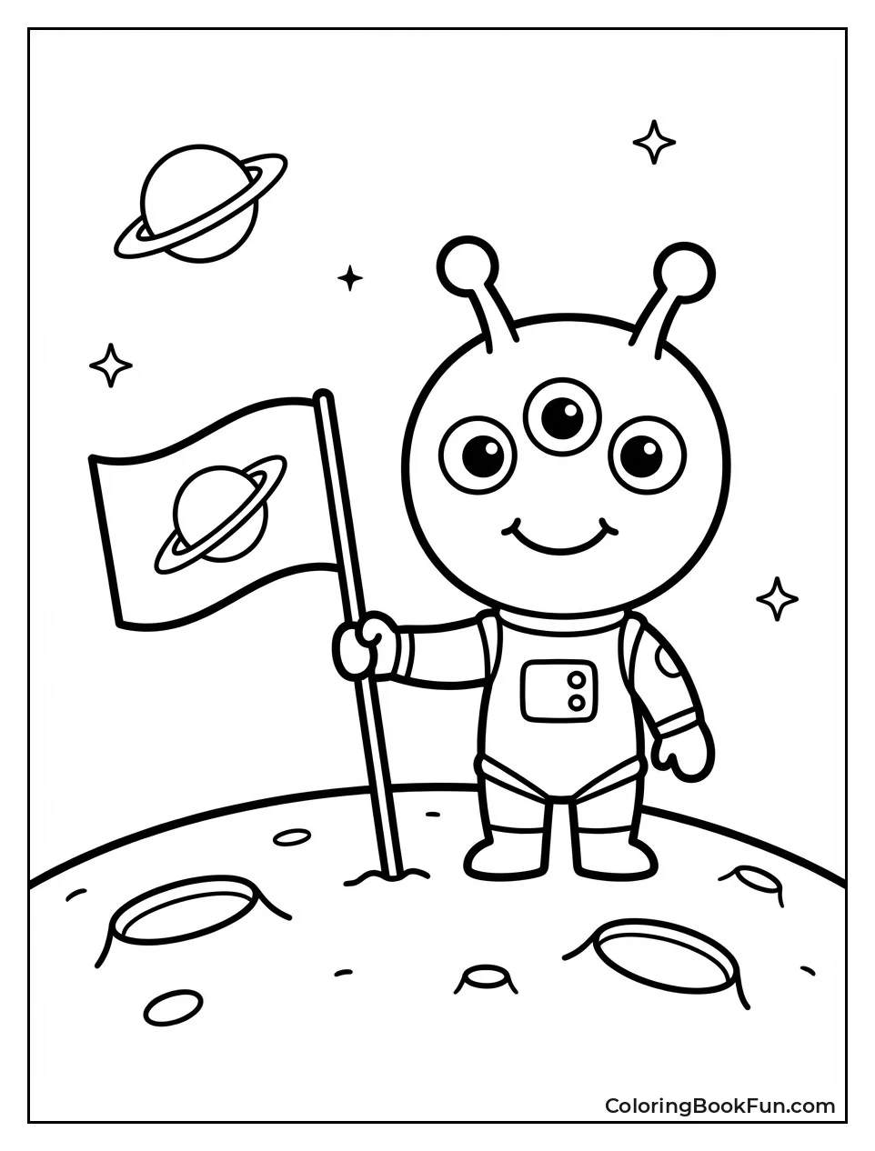 Alien Plants Flag on Moon