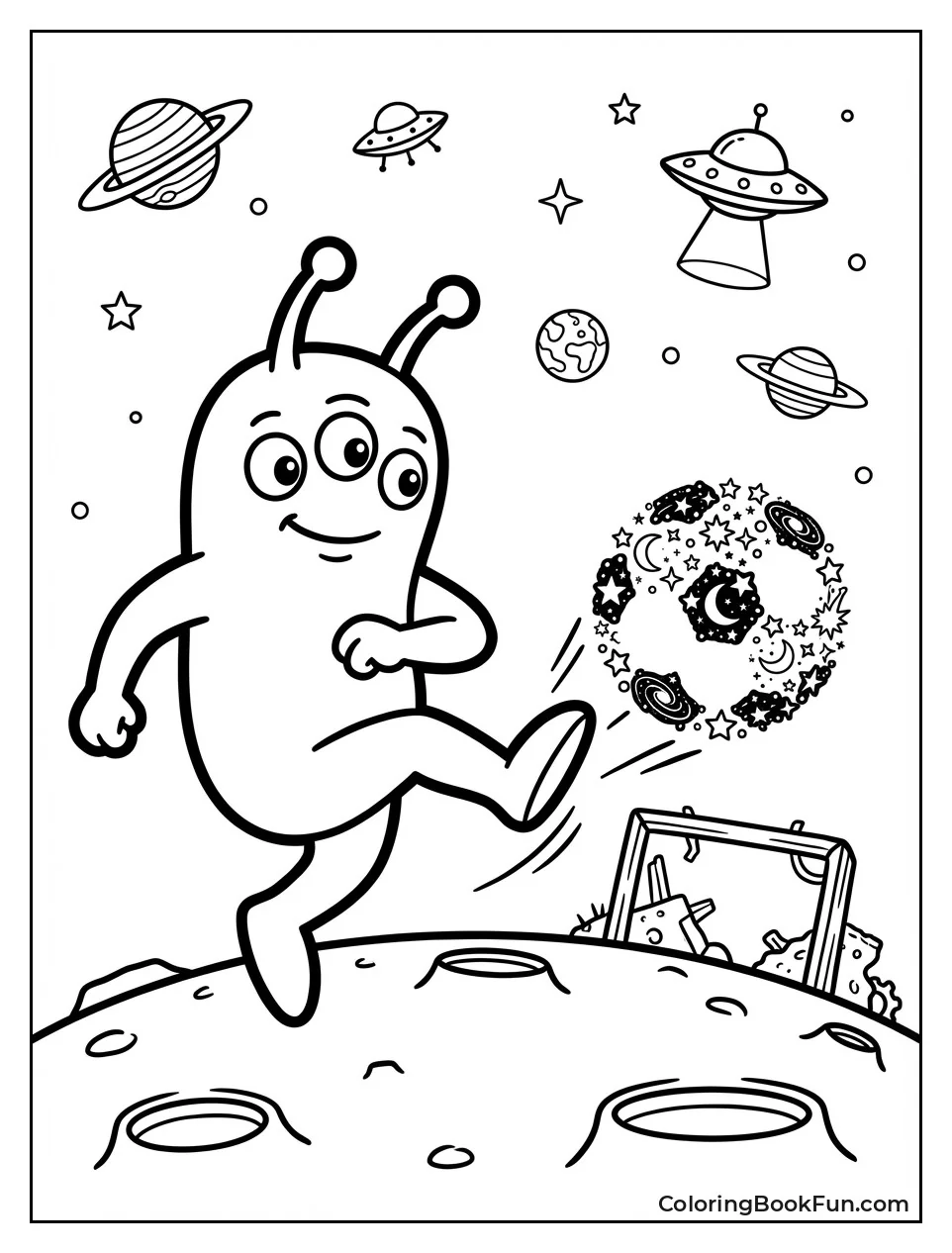 Alien Kicks Starry Soccer Ball