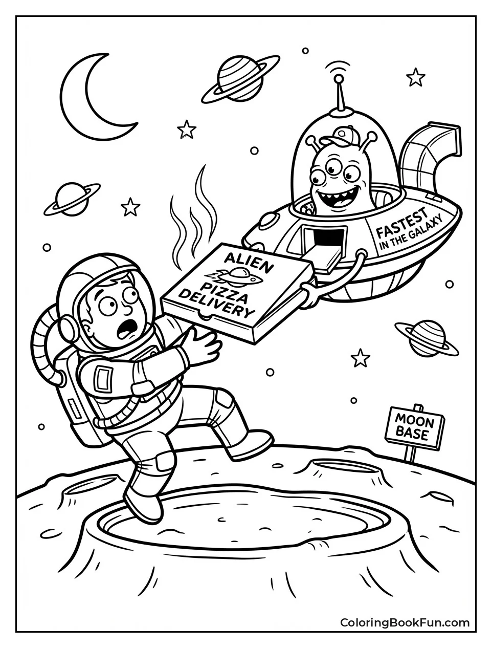 Alien Delivers Pizza to Moon