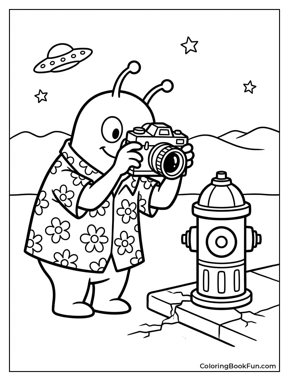 Alien Tourist Photos Fire Hydrant