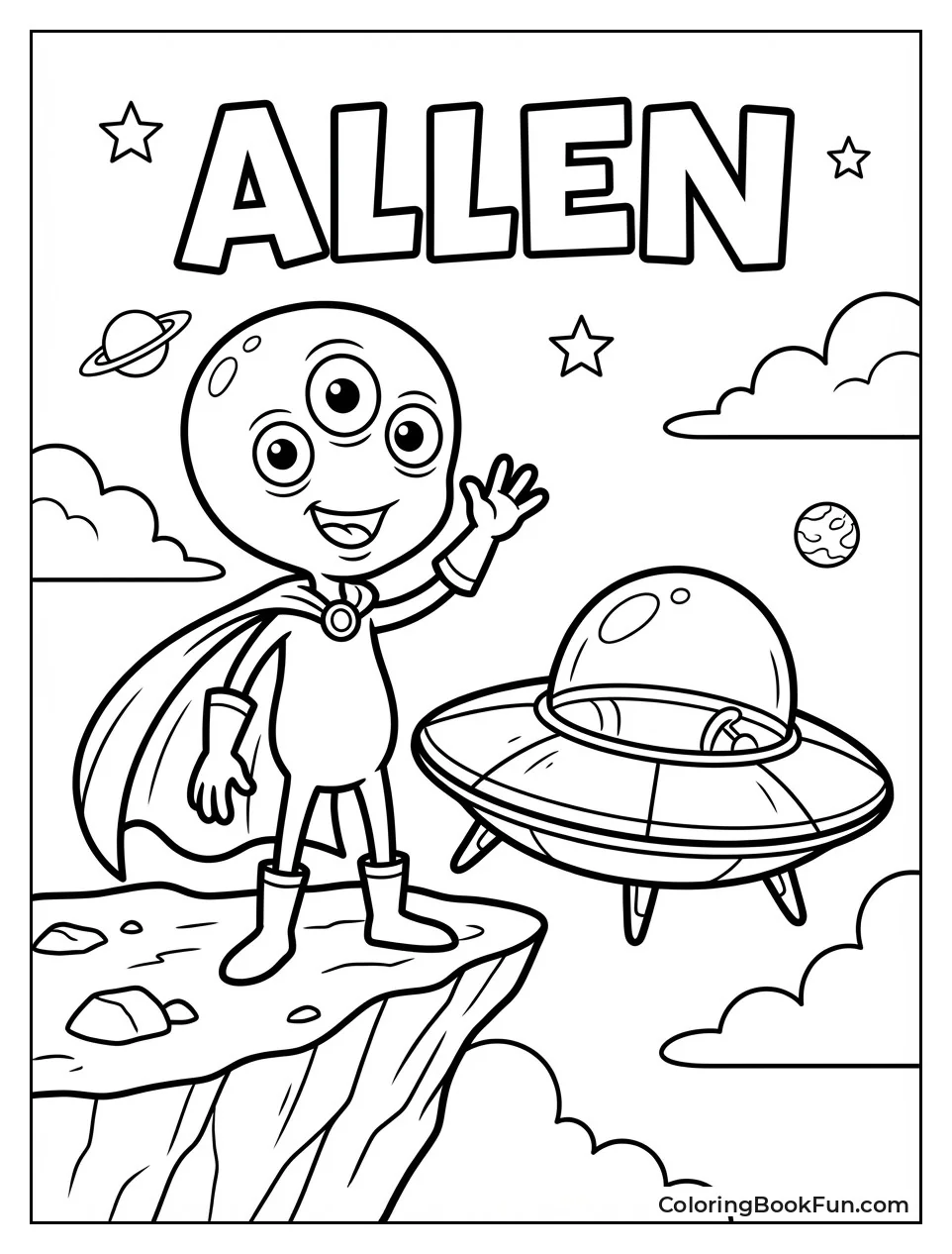 Allen Alien Flies Spaceship