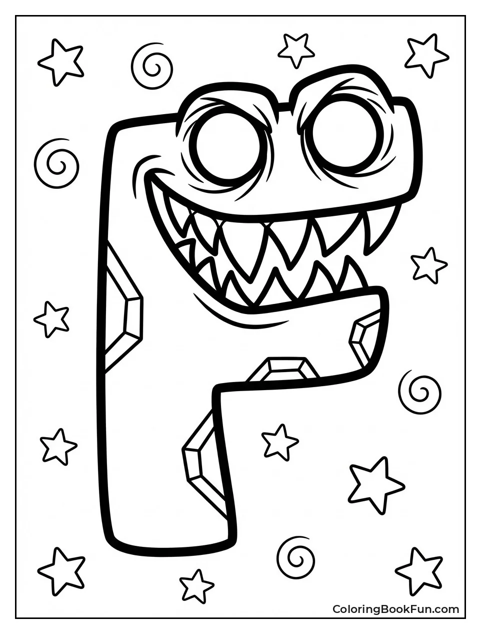 F Grins with Evil Teeth