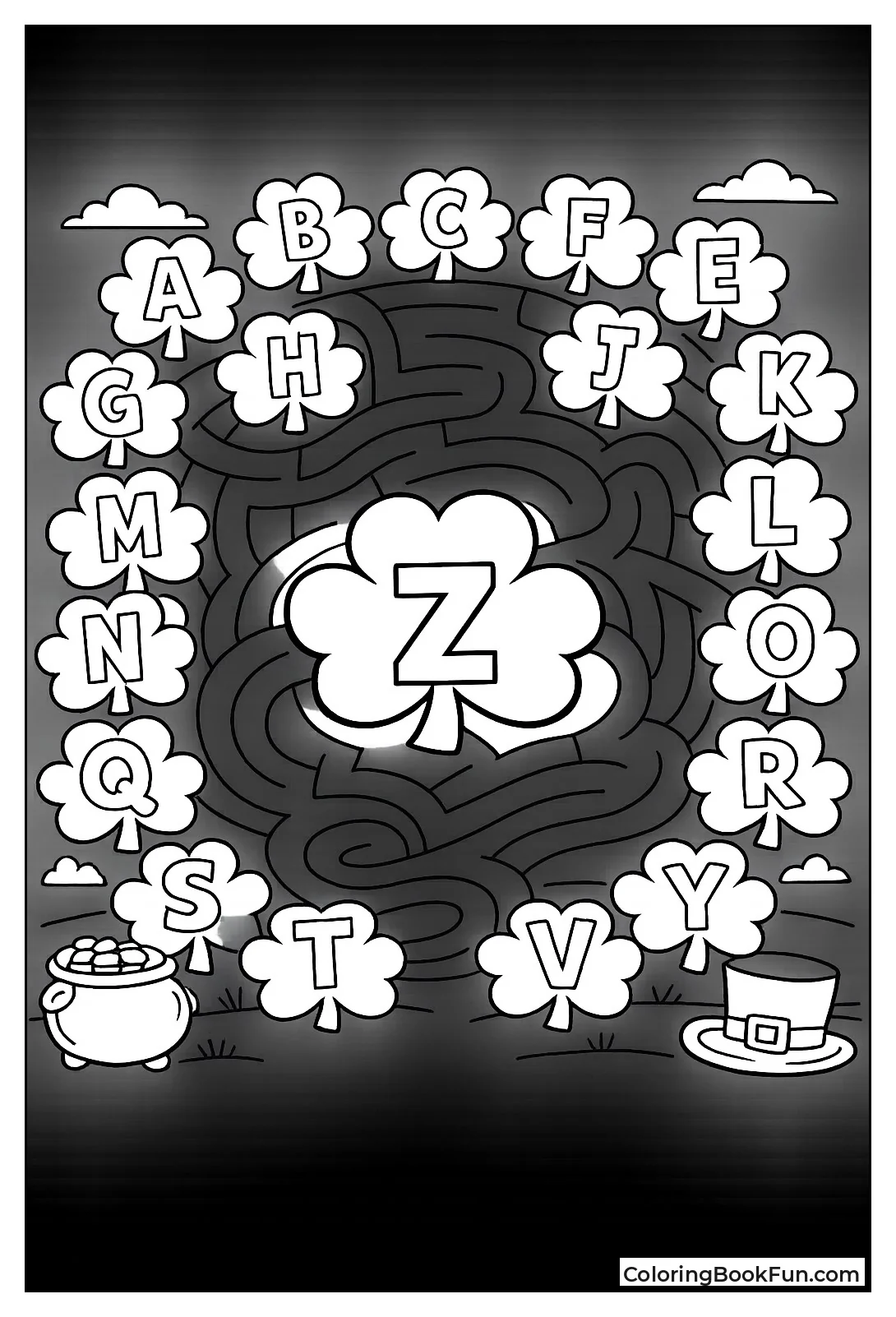 Maze Winds through Shamrock Leaves