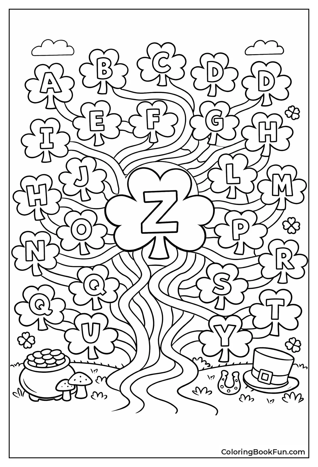 Maze Winds through Shamrock Leaves