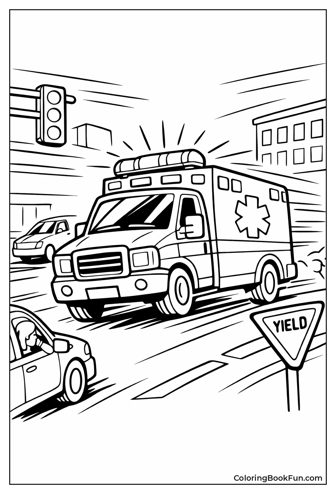 Ambulance Rushes City Street