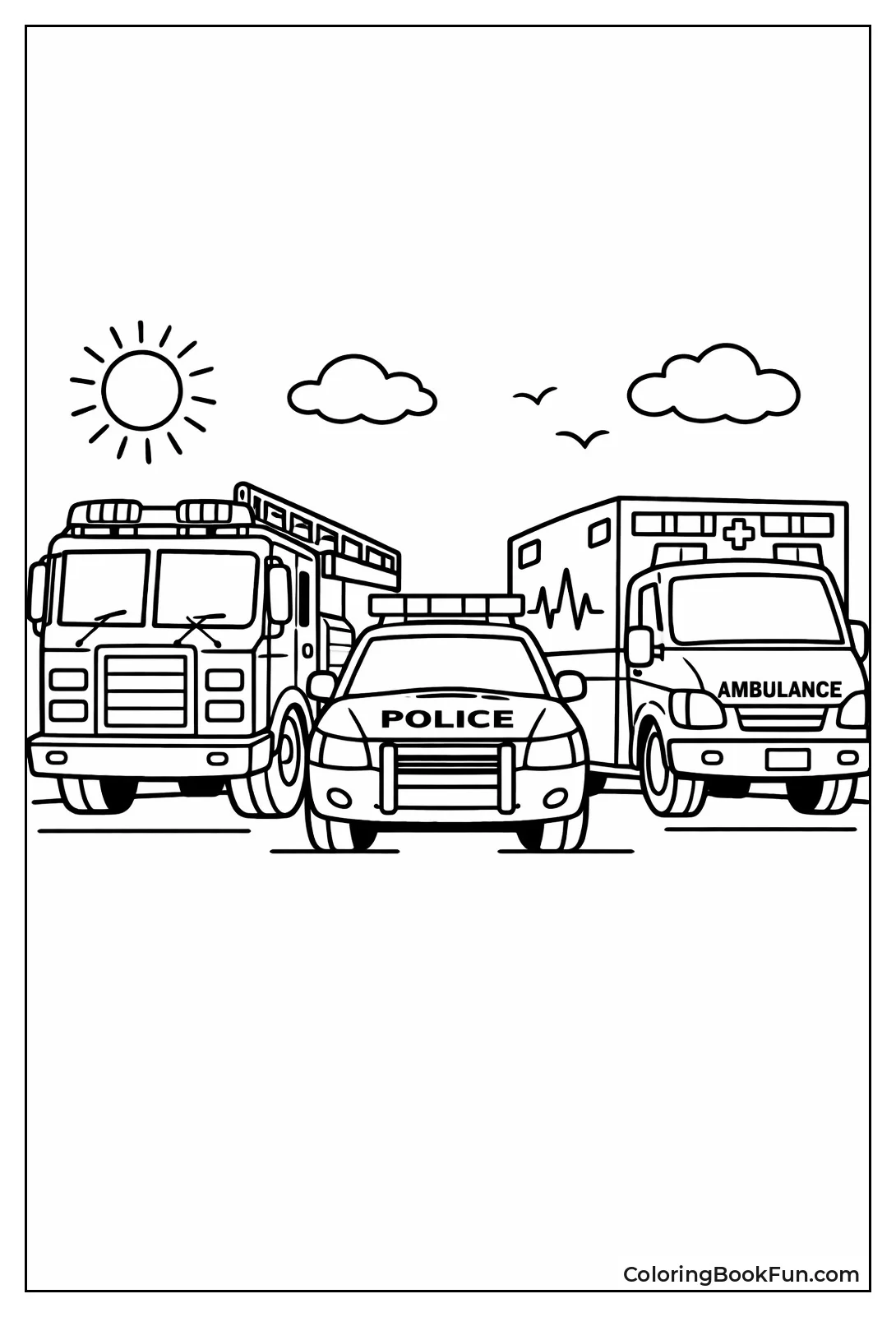 Emergency Vehicles Lined Up