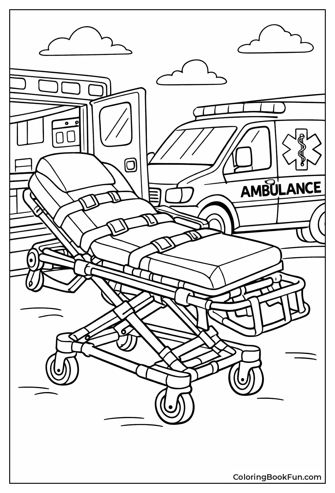 Detailed Wheeled Gurney Stretcher