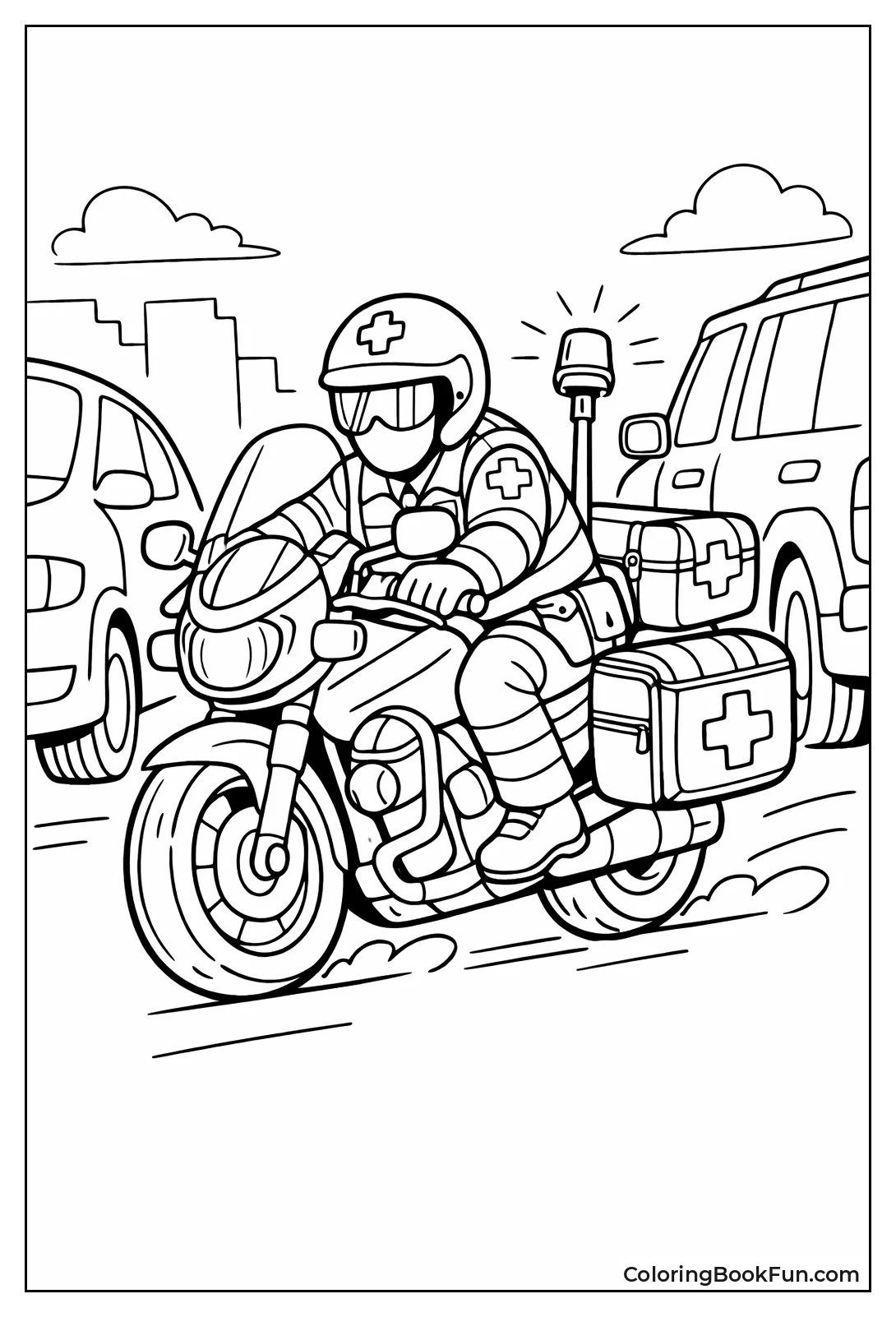 Motorcycle Paramedic in Traffic