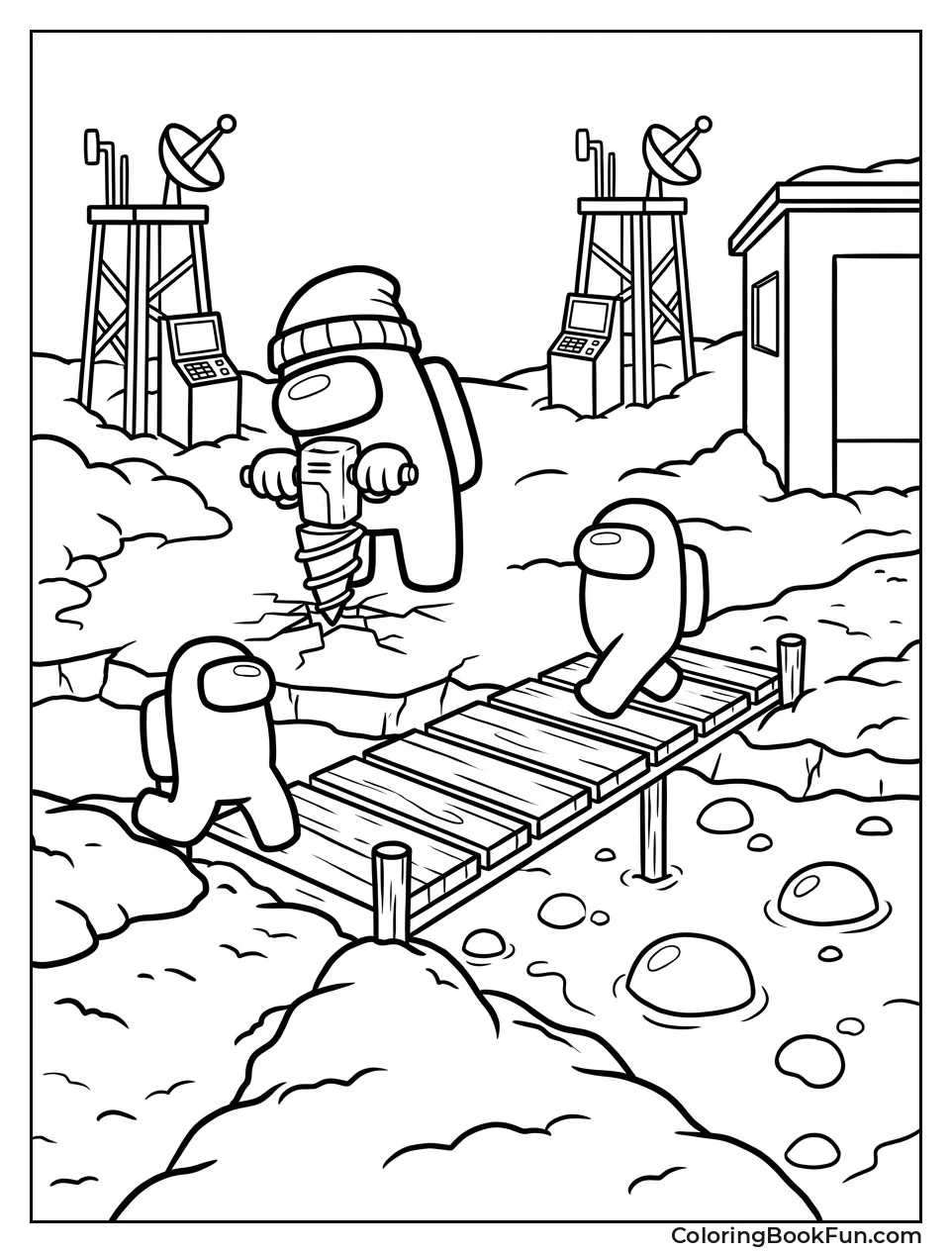 Crewmates Drill Snowy Ice