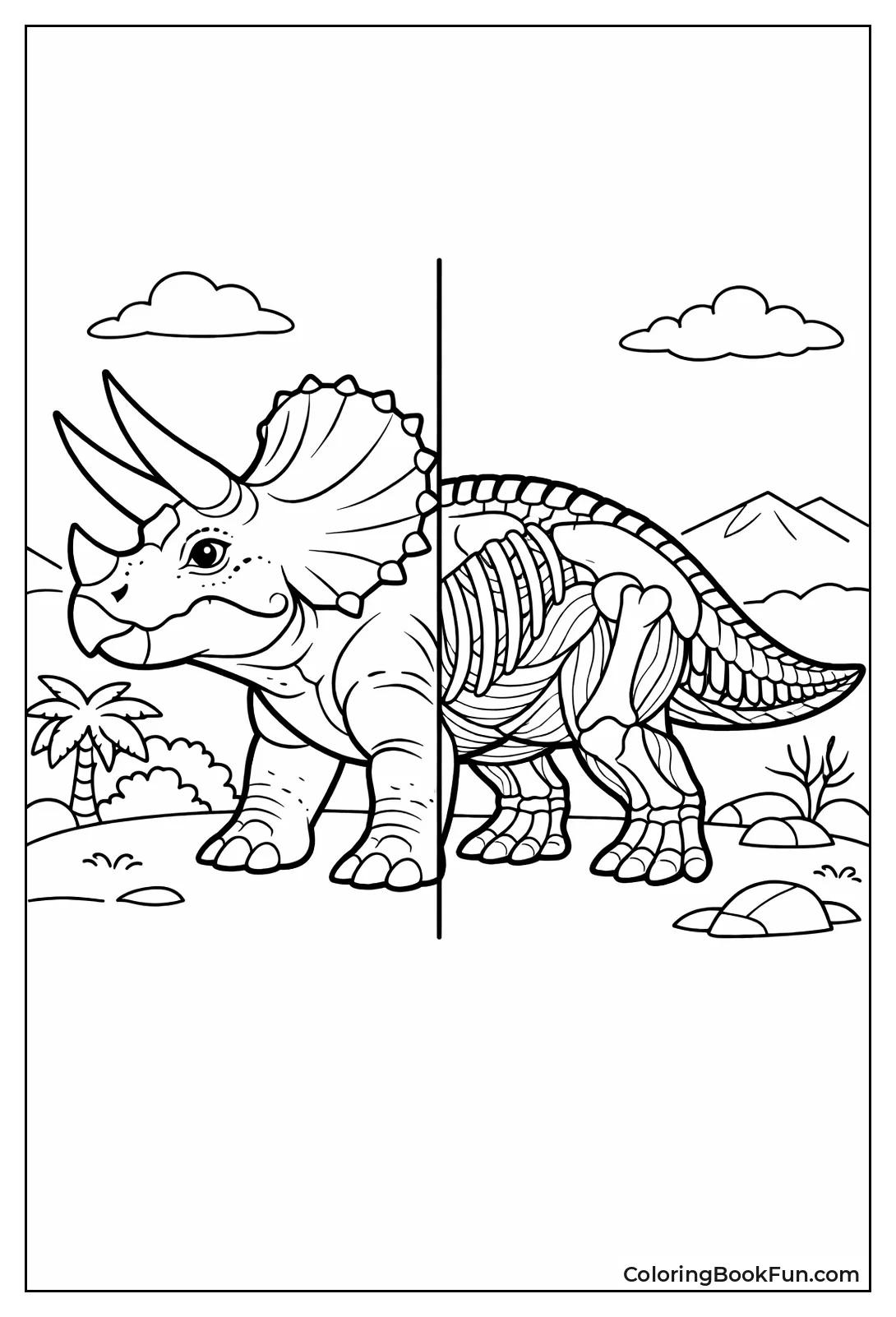 Triceratops Shows Bones and Skin