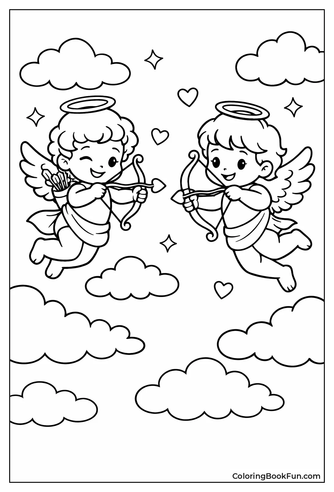 Playful Cherubs with Bows Arrows