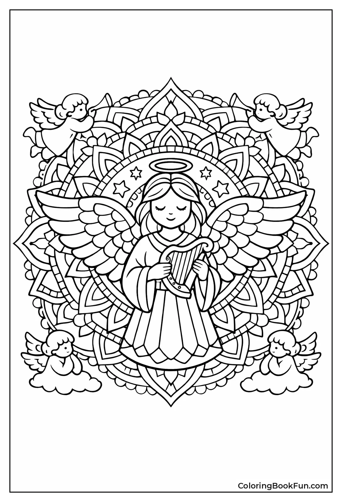Angel in Symmetrical Mandala