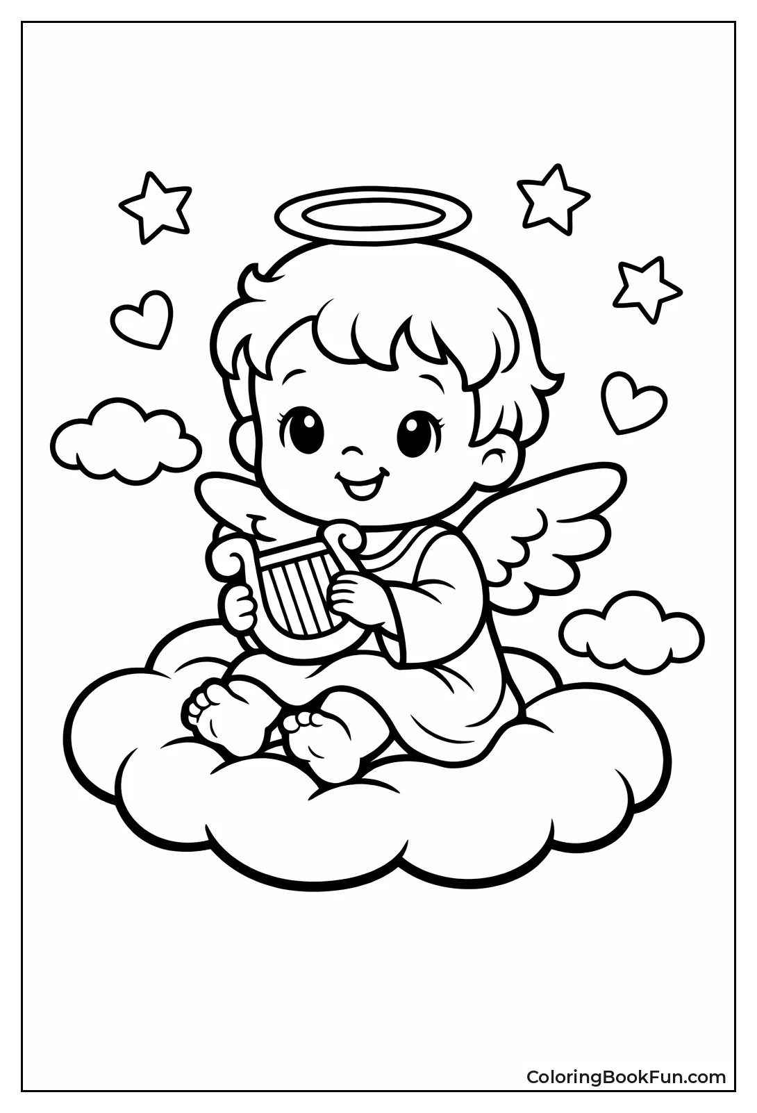 Cute Cherub on Fluffy Cloud