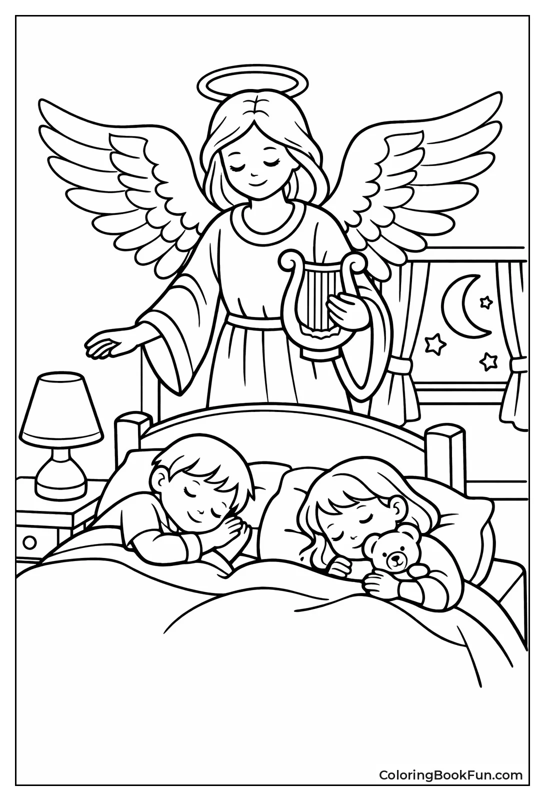 Guardian Angel over Sleeping Kids