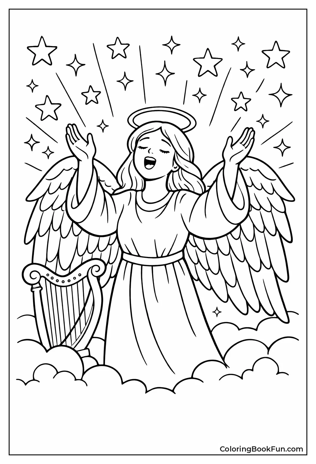 Angel Surrounded by Twinkling Stars