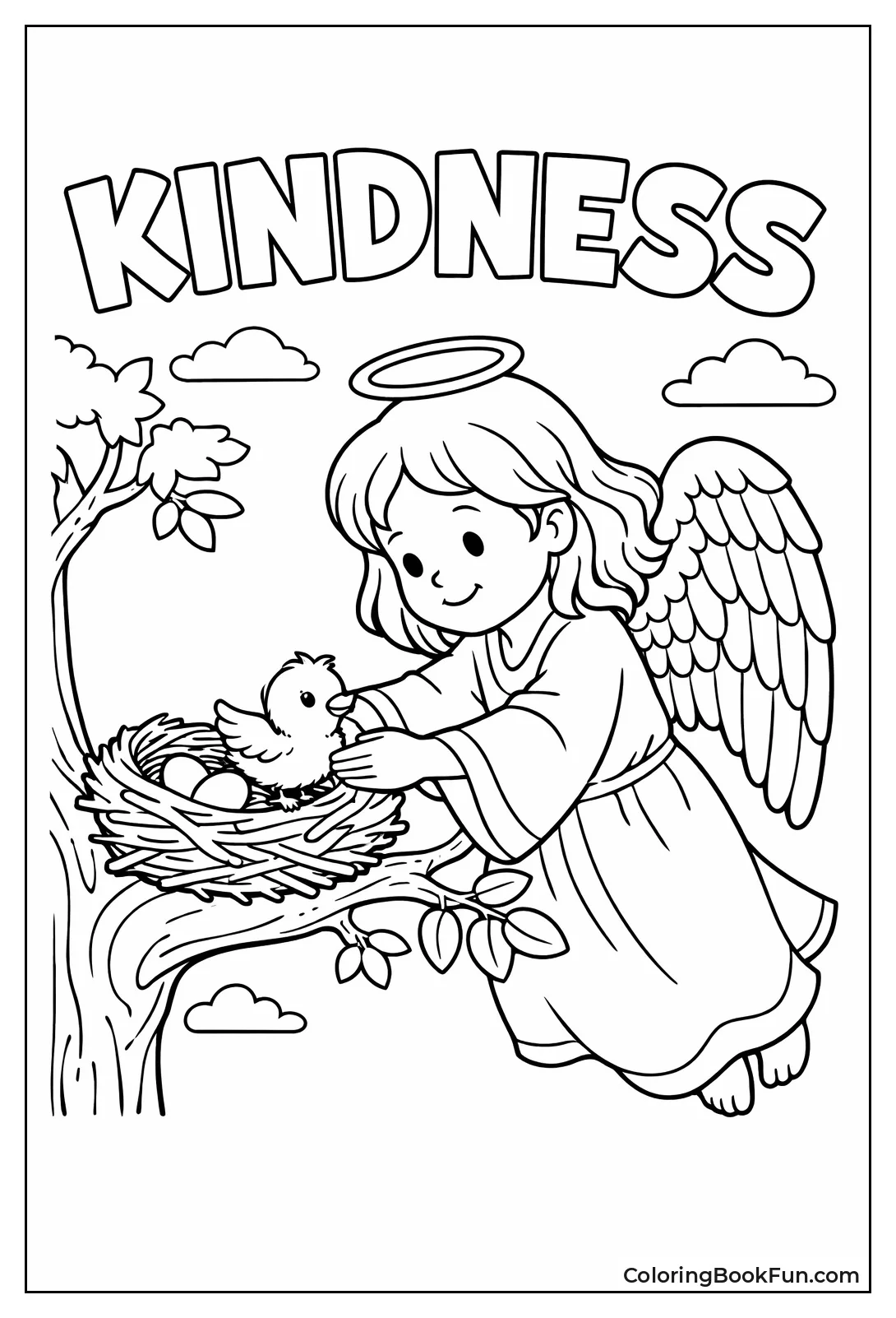 Angel Helping Bird to Nest