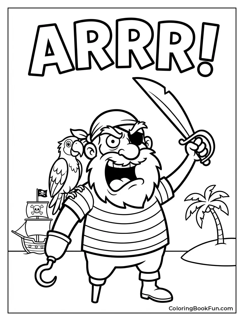 Angry Pirate Roars with Raised Sword