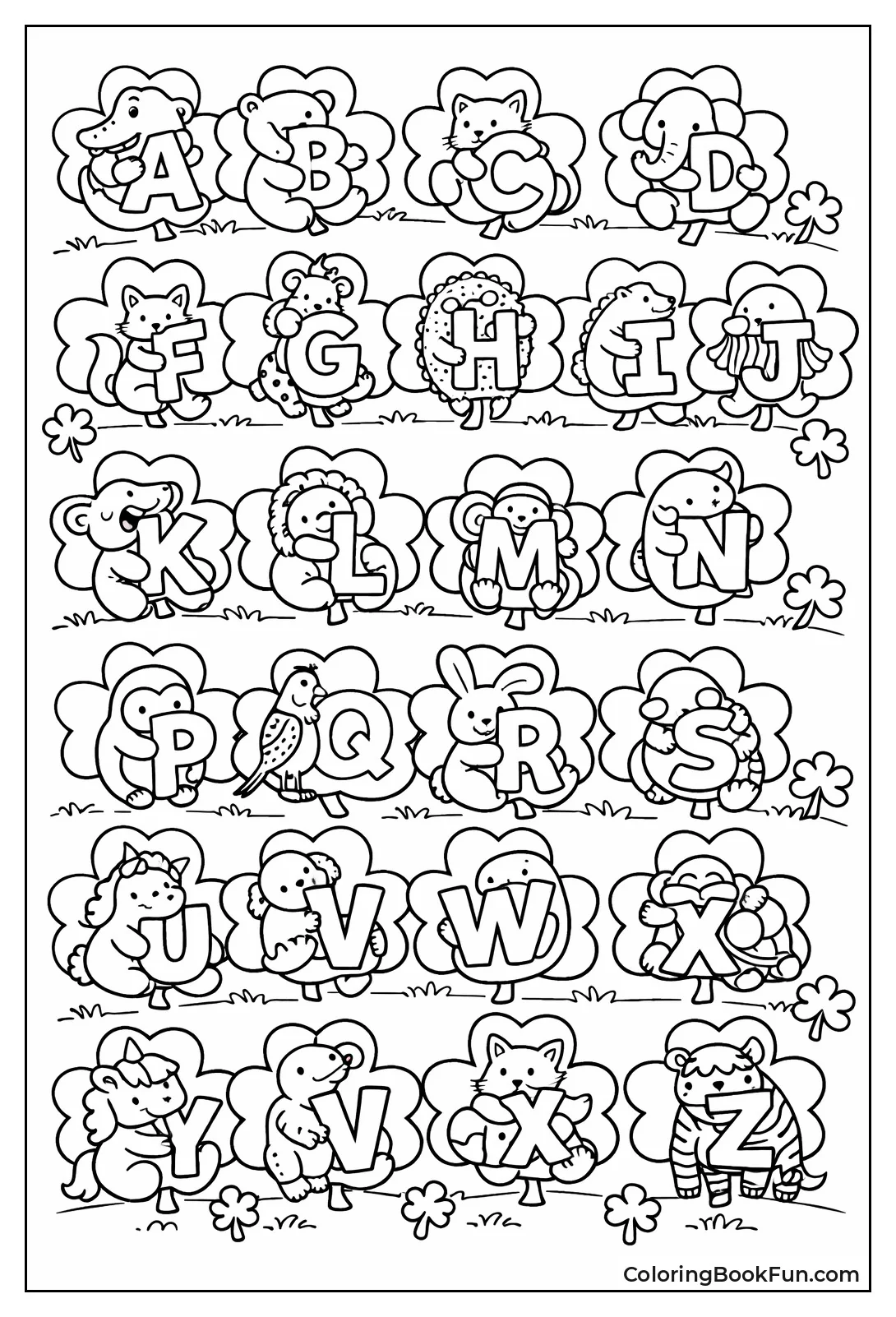 Animal Hugs Shamrock Letter