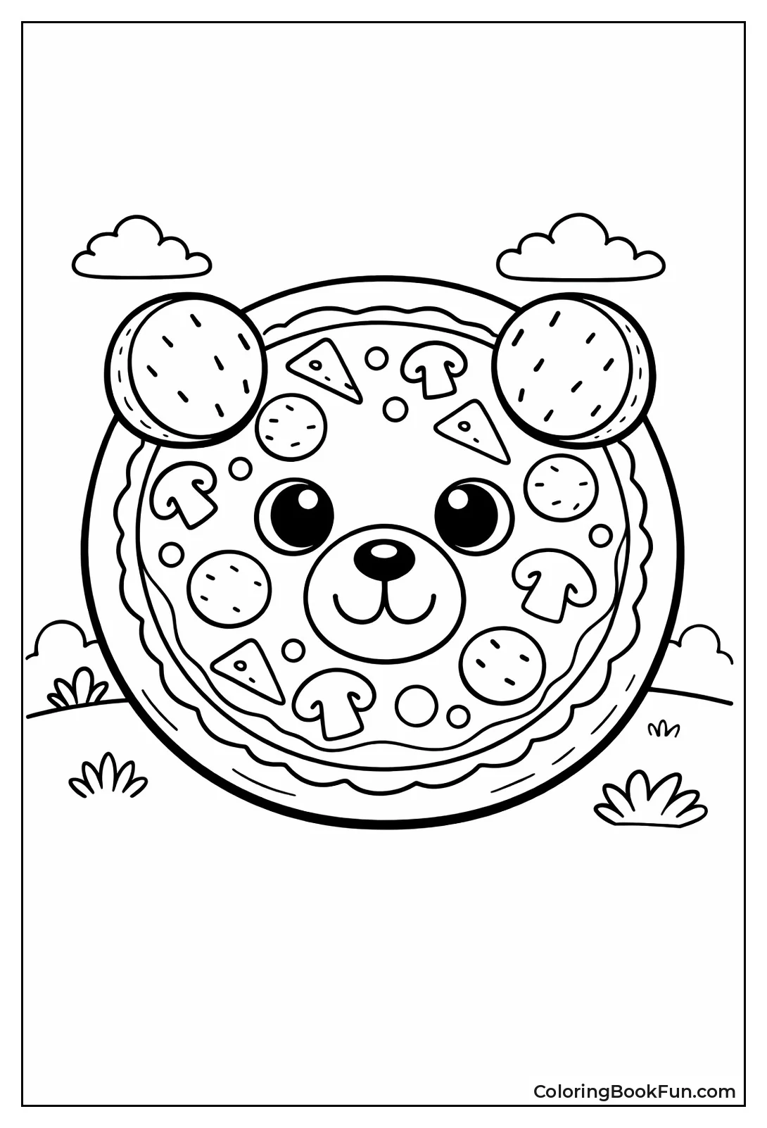 Bear Face Pizza with Olives