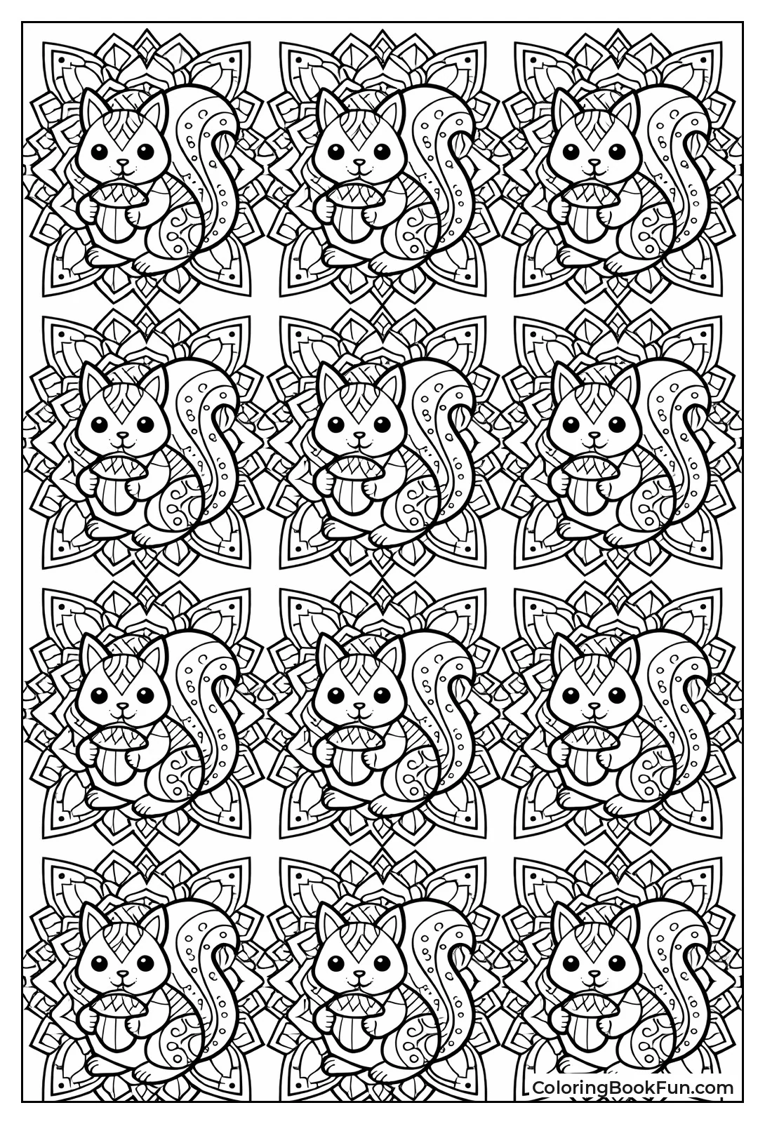 Squirrel Holding Acorn Grid