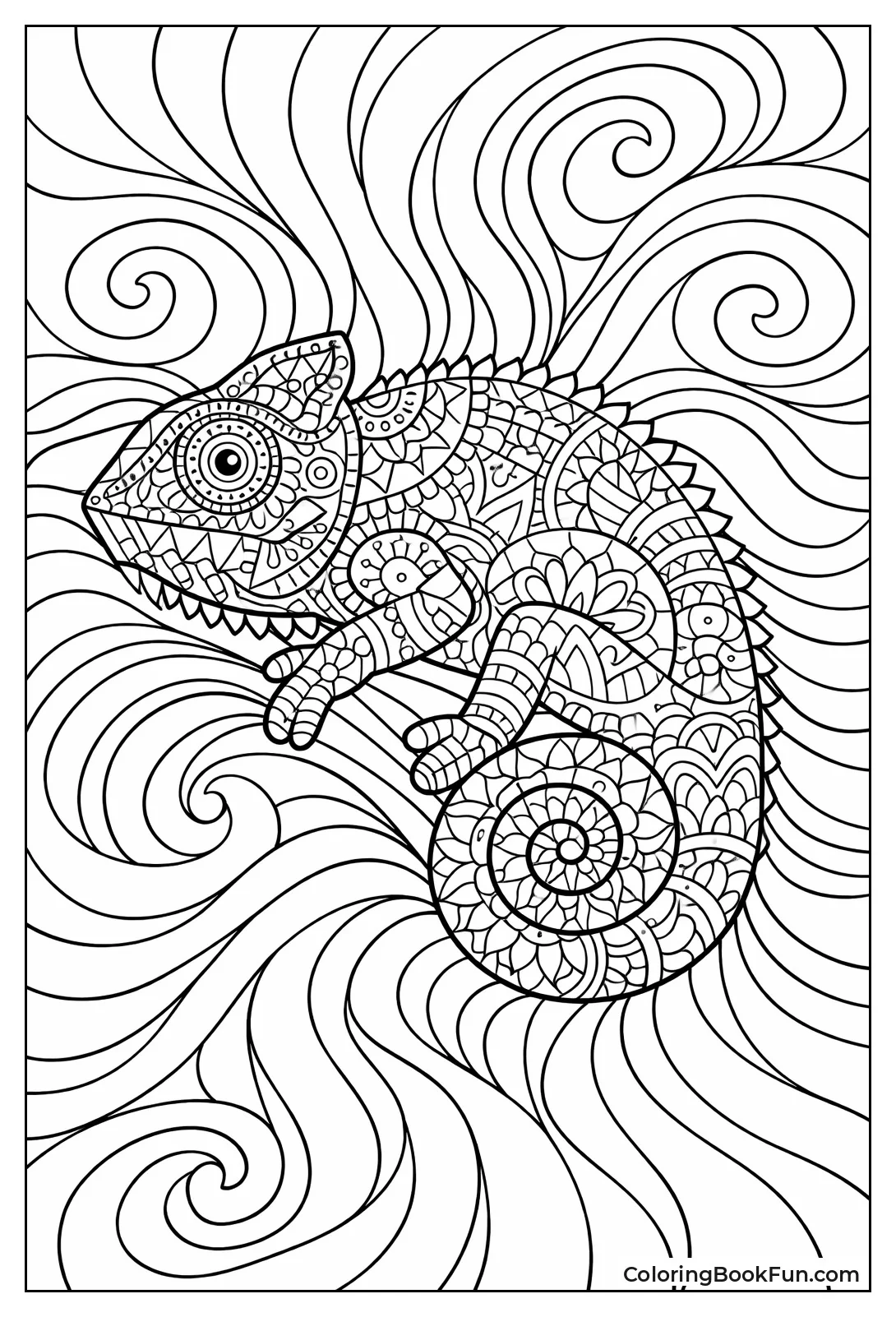 Chameleon in Psychedelic Swirls