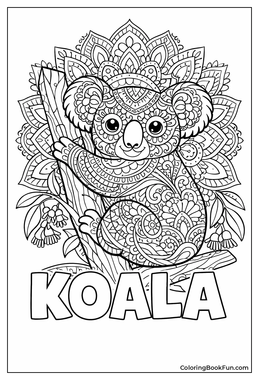 Koala on Eucalyptus Flowers