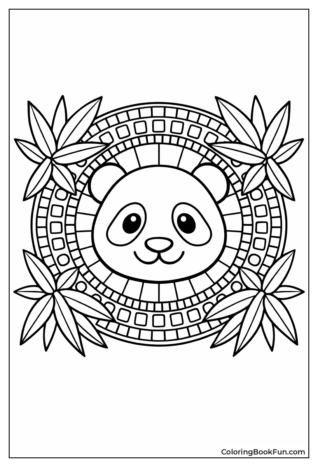 Cute Panda with Bamboo Leaves