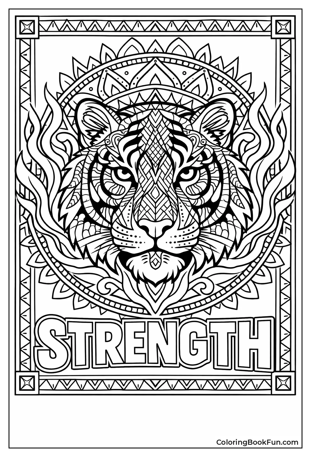 Fierce Tiger in Stripe Flames