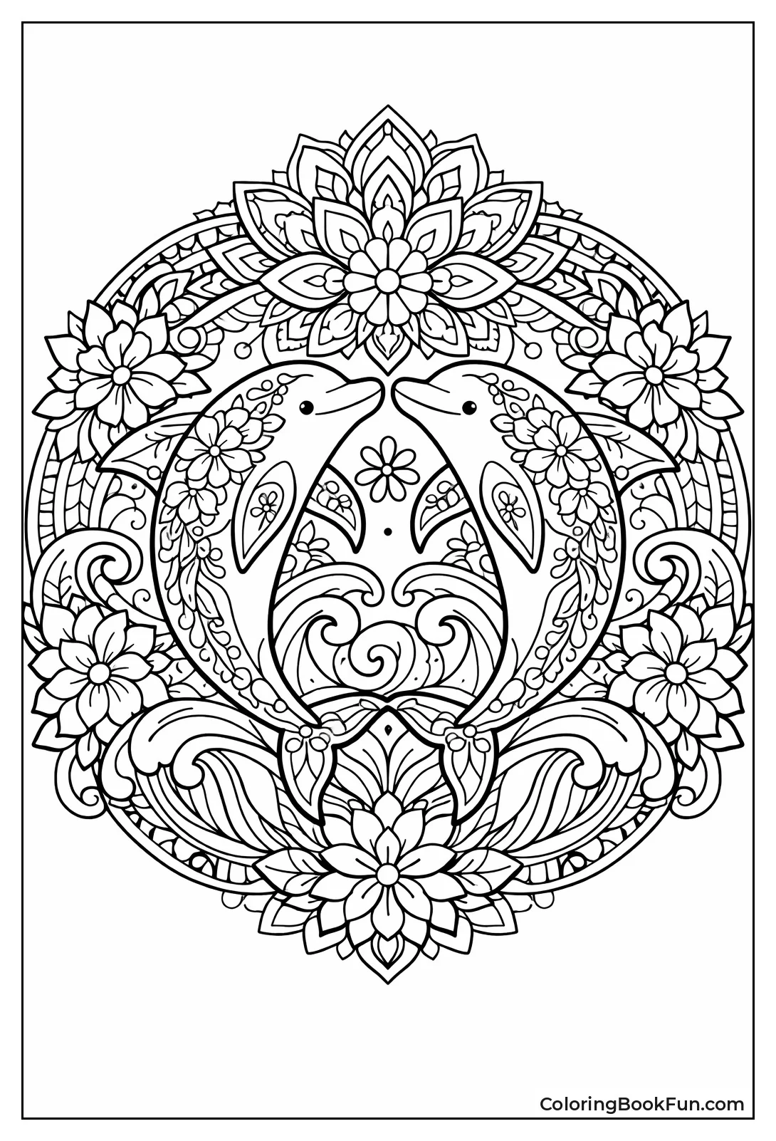 Dancing Dolphins in Flower Waves