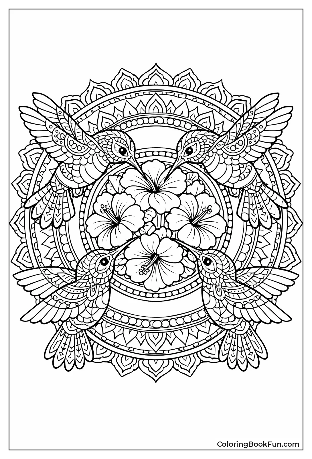 Hummingbirds around Flower Ring