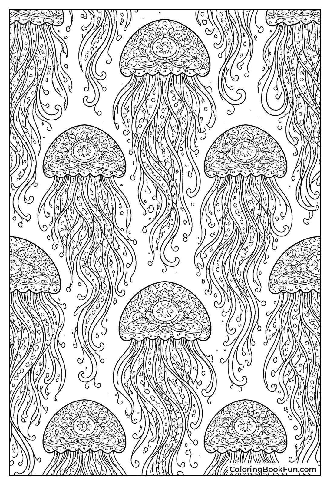 Jellyfish Floating in Tentacle Pattern