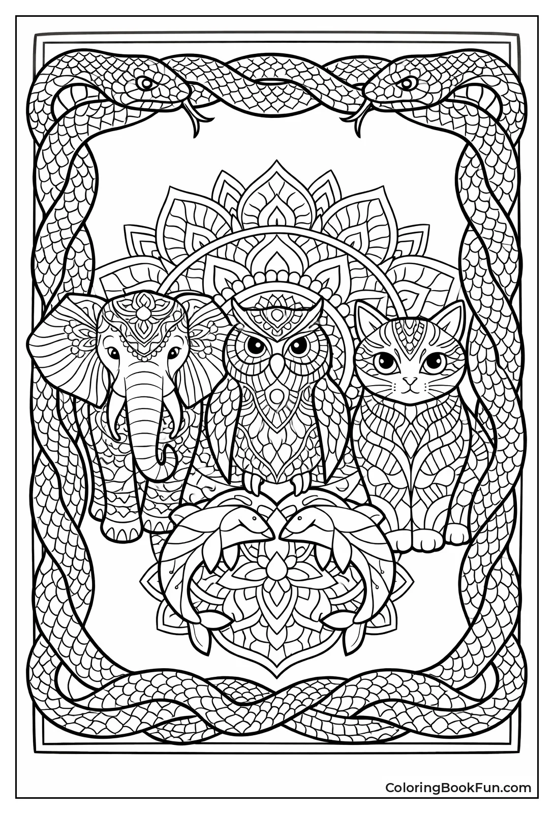 Snakes Twisting in Scale Border