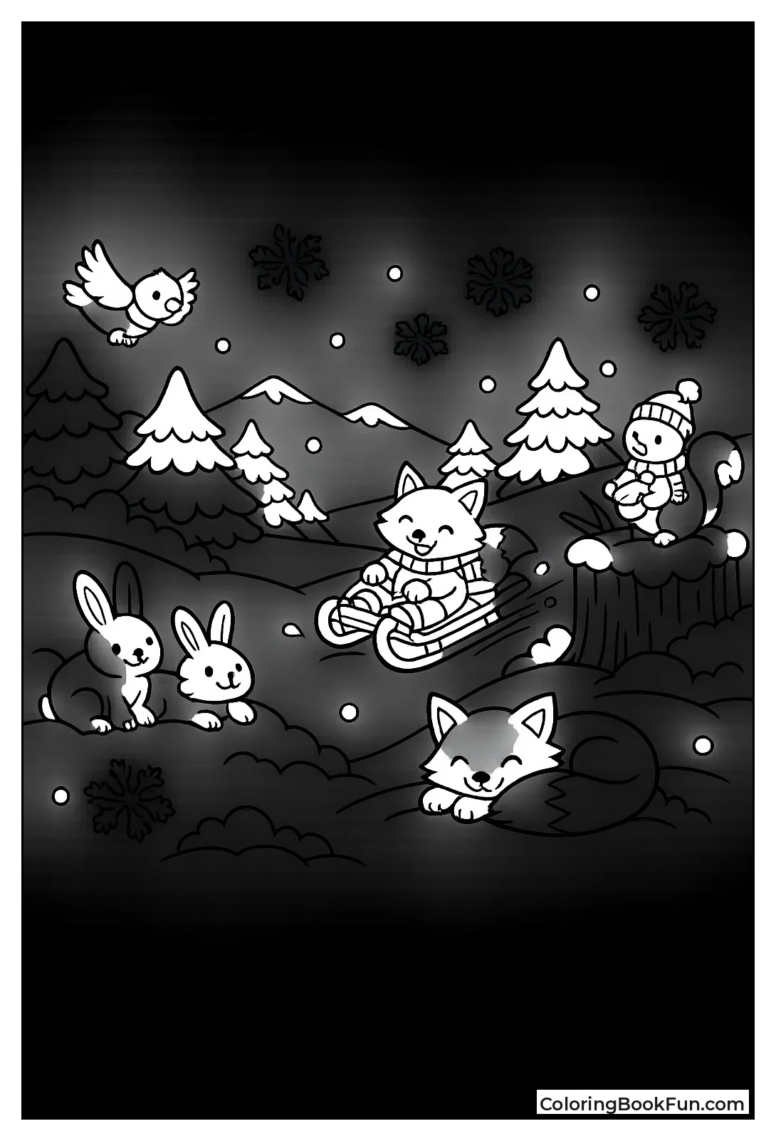 Animals Frolicking in Snow