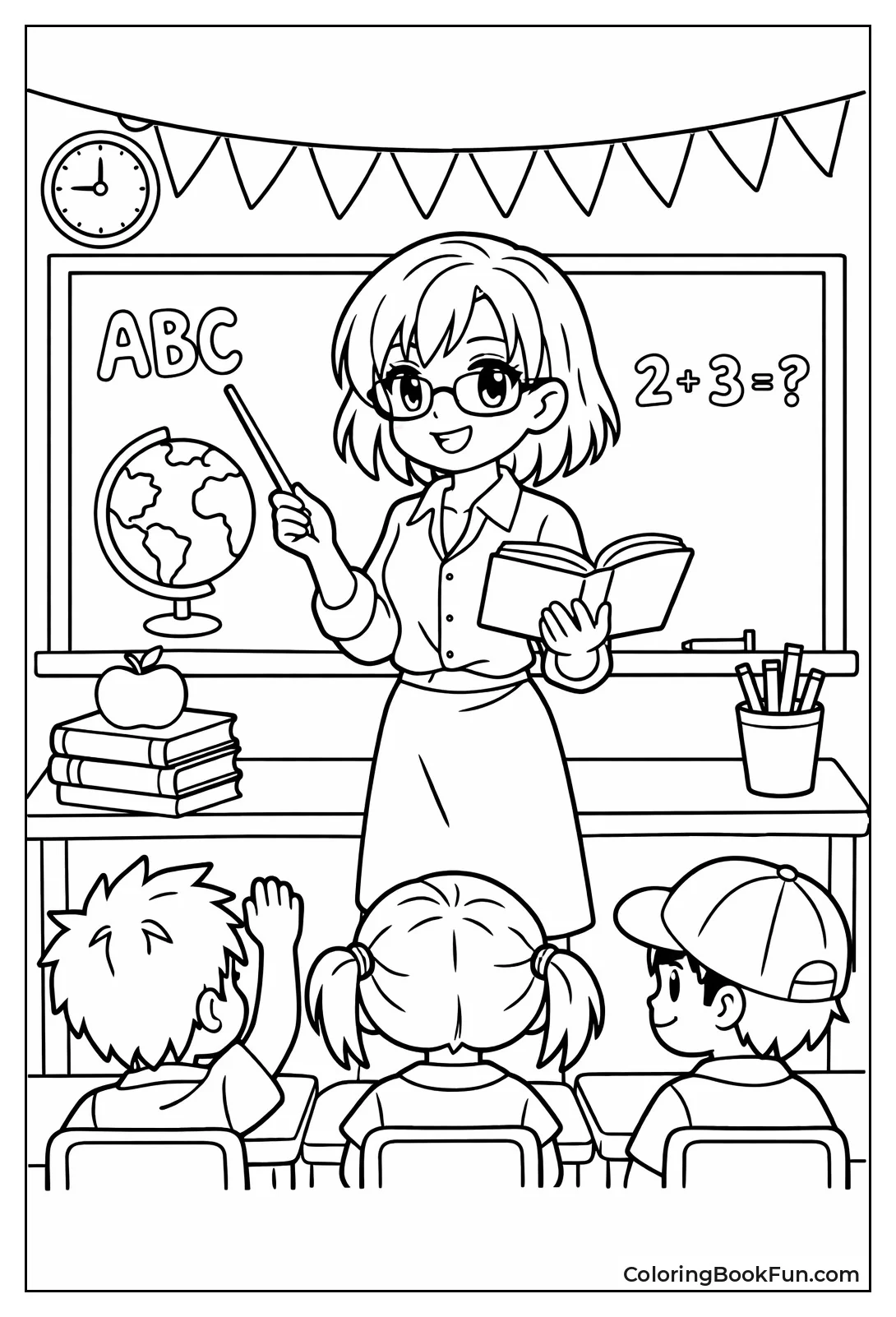 Anime Teacher at Chalkboard Props