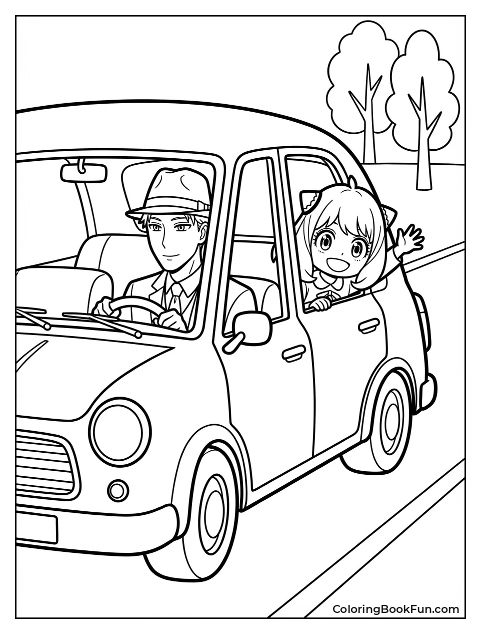 Family Drives in Car