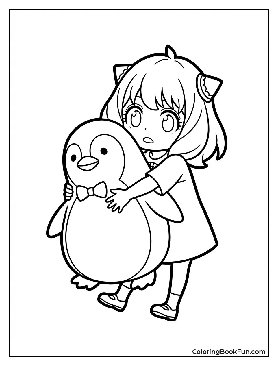 Anya Holds Penguin Plush