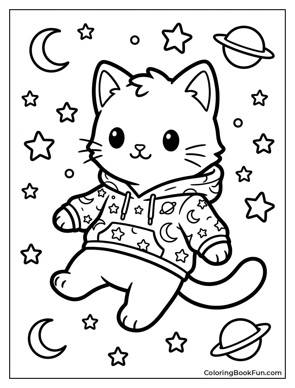 Galaxy Cat Floats in Space