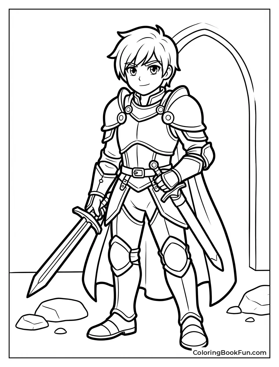 Garroth Stands in Knight Armor