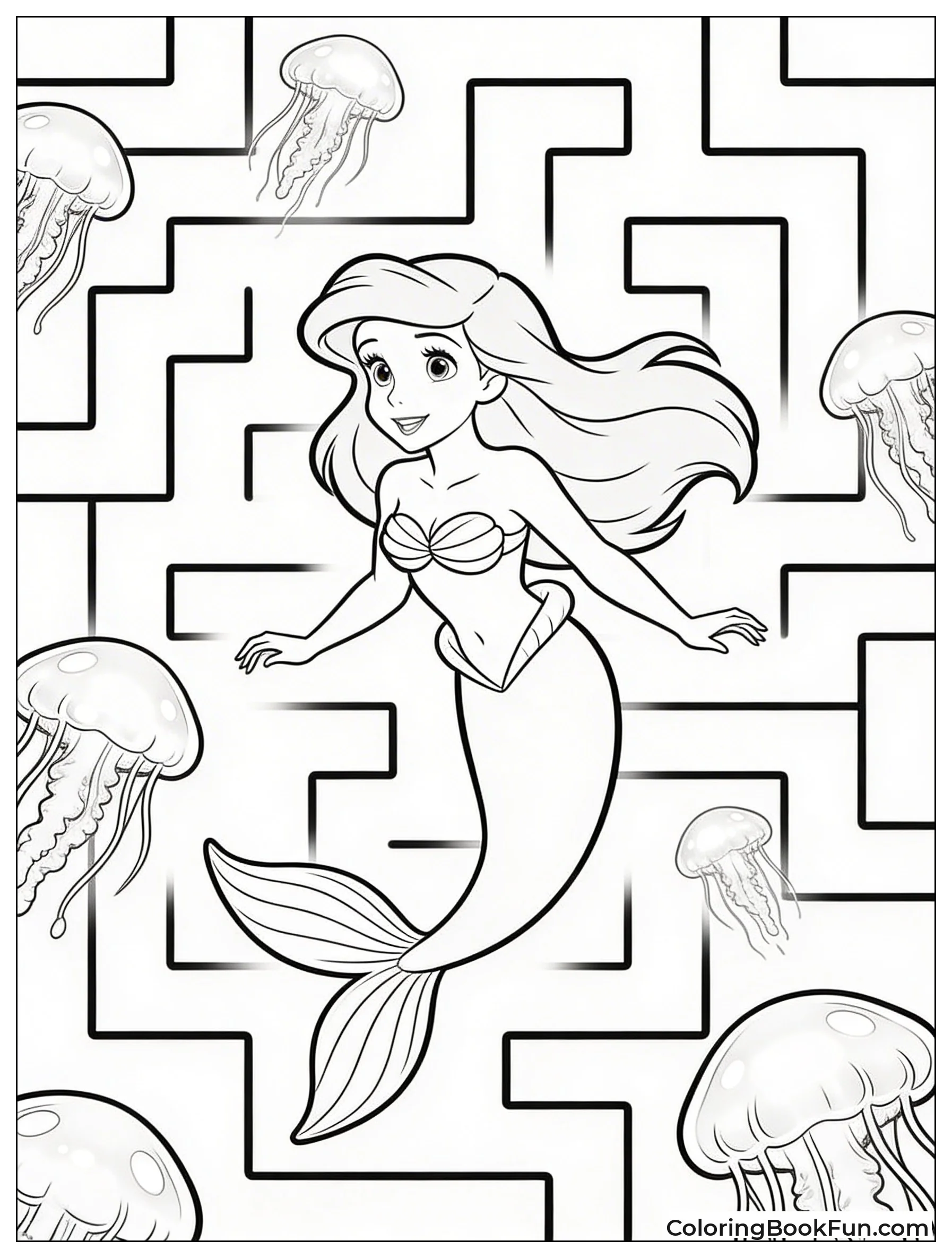 Ariel Swimming through Jellyfish