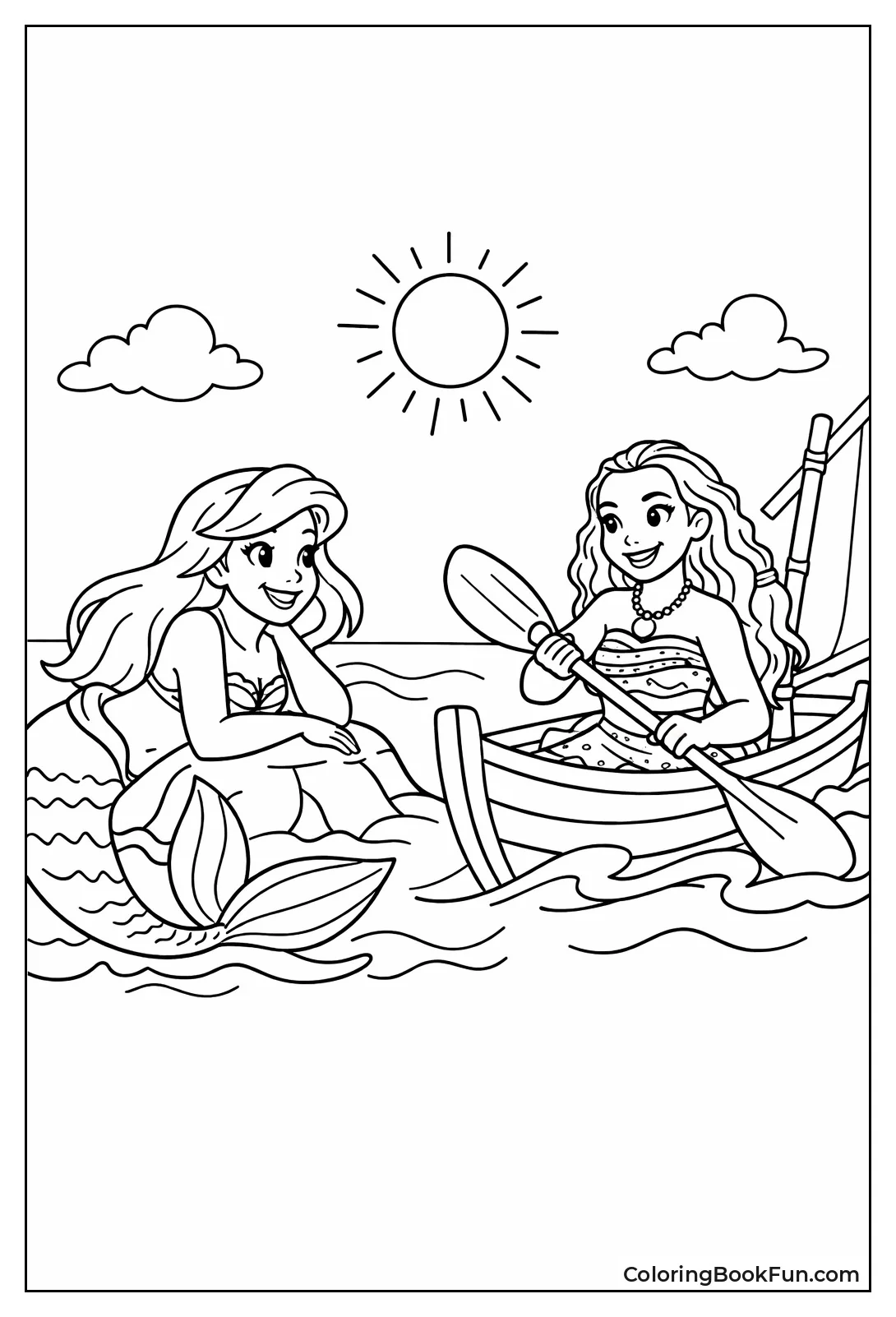 Ariel and Moana Share Waves