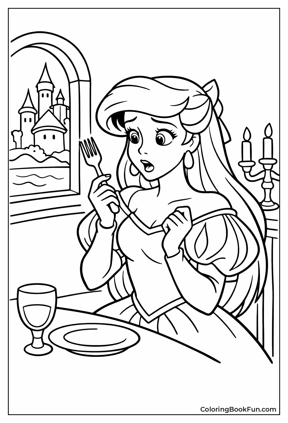 Ariel in Pink Gown with Fork