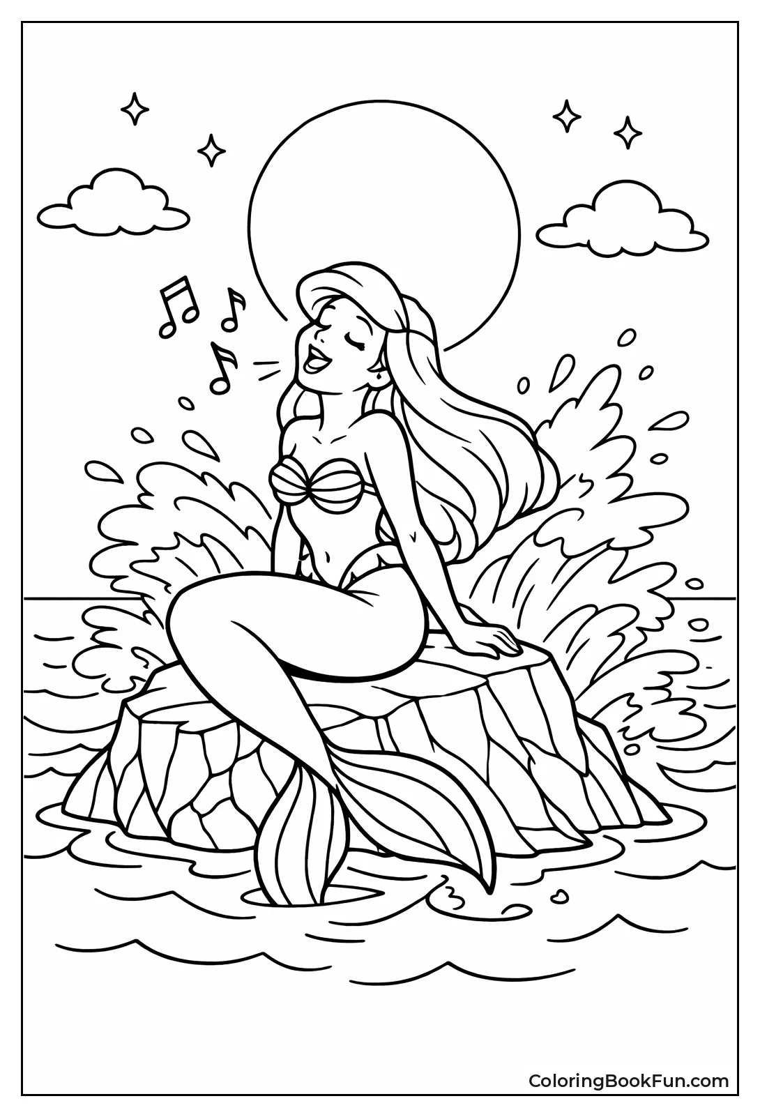 Ariel Singing under Moon