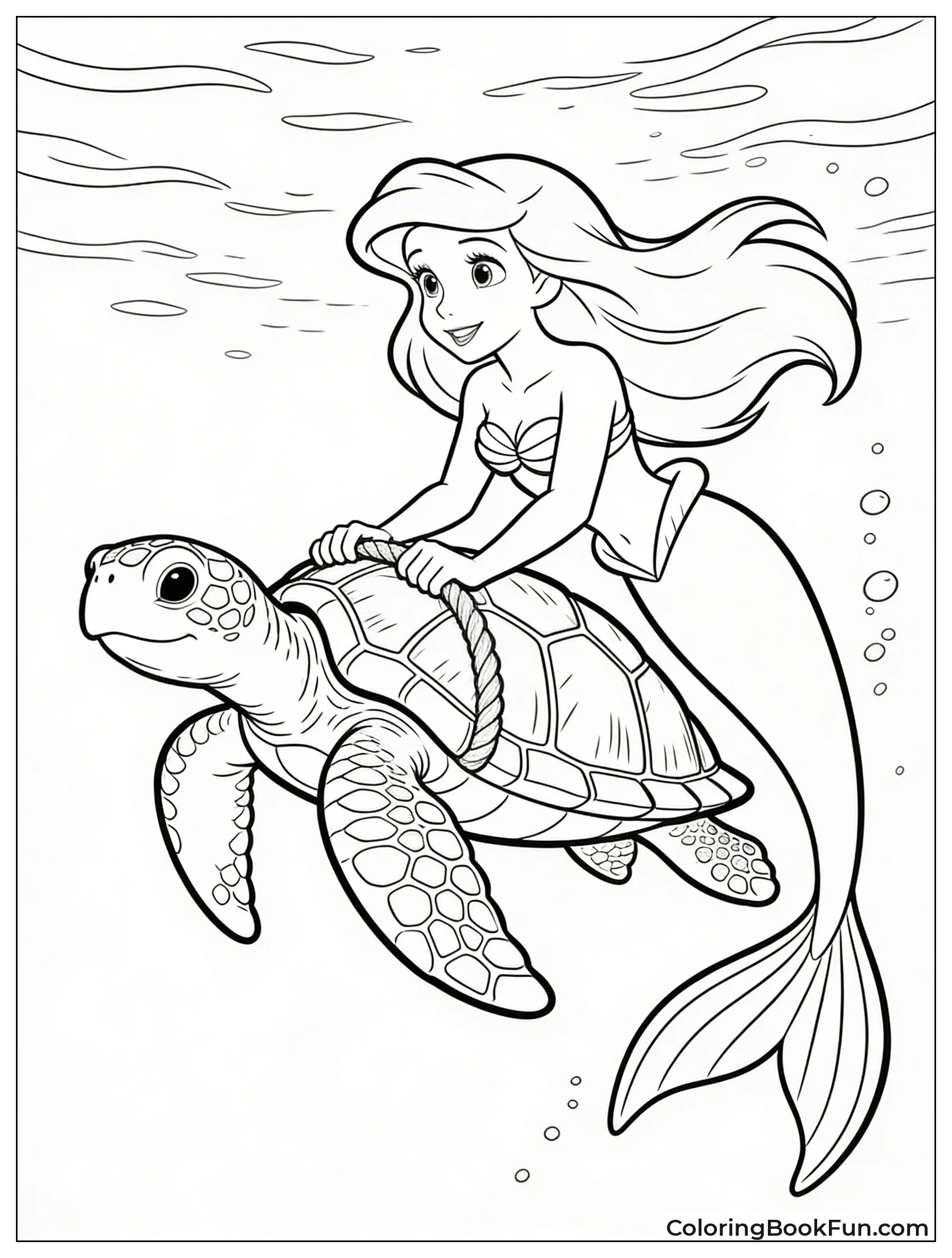 Ariel Riding Sea Turtle