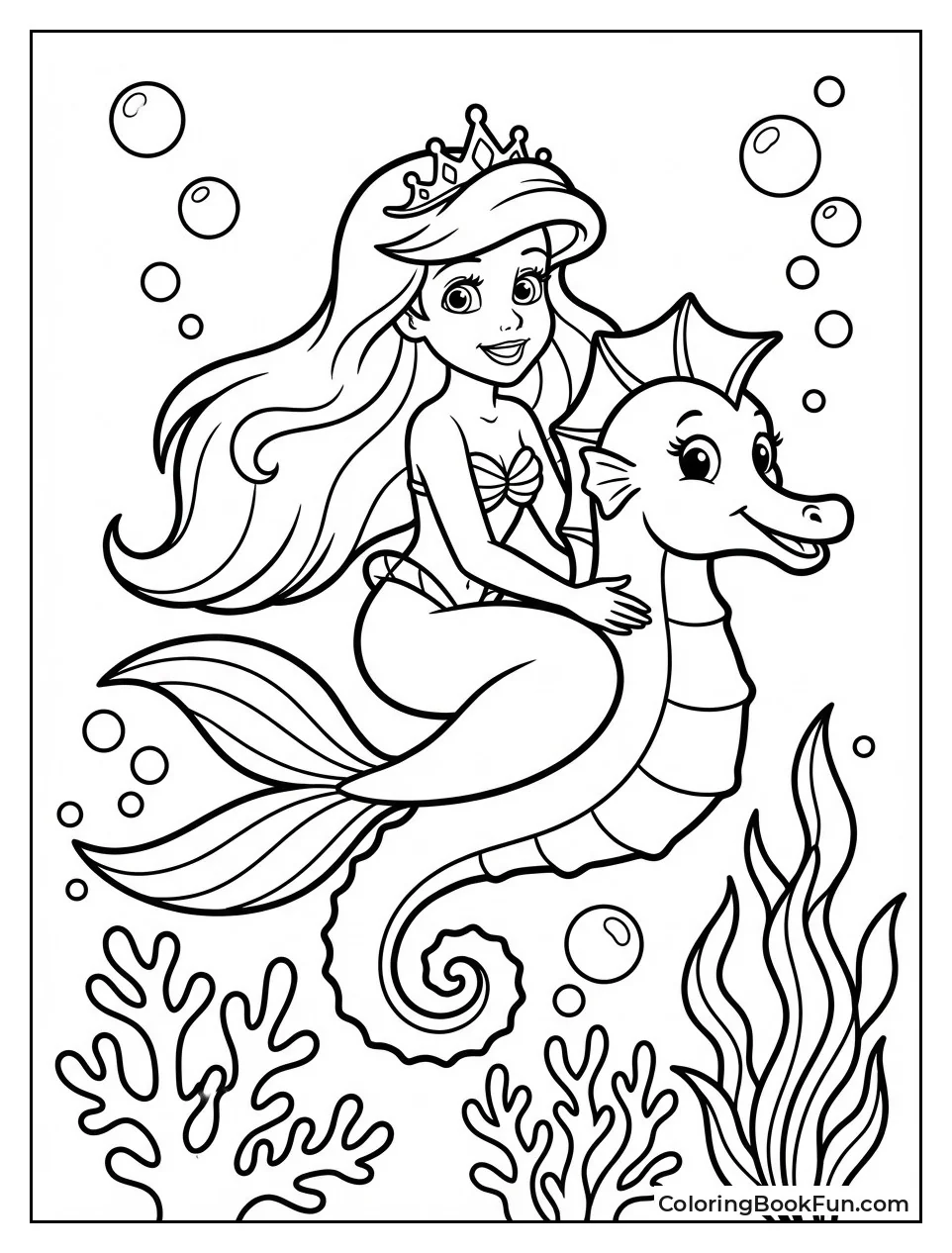 Ariel Riding Friendly Seahorse