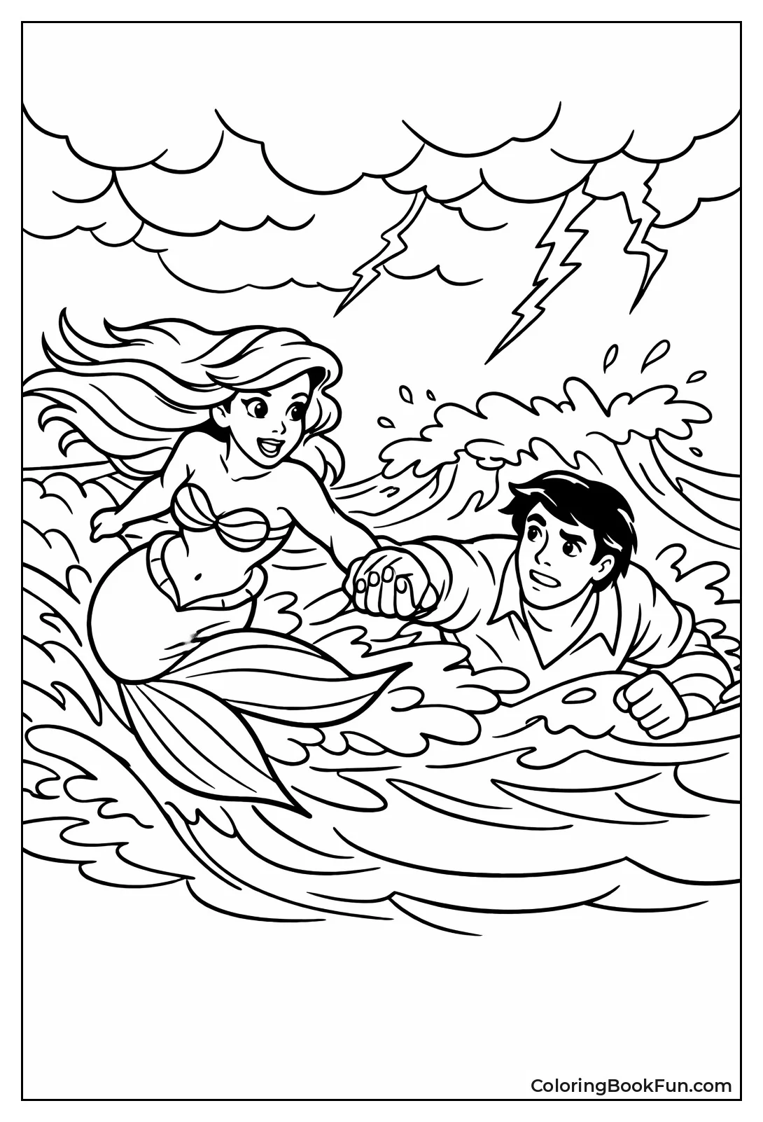 Ariel Rescuing Eric in Storm