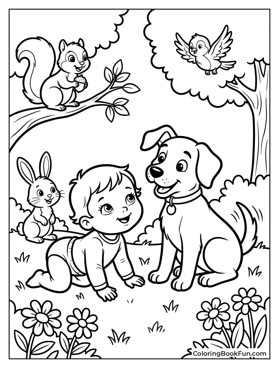 Baby Kate Crawls with Pal