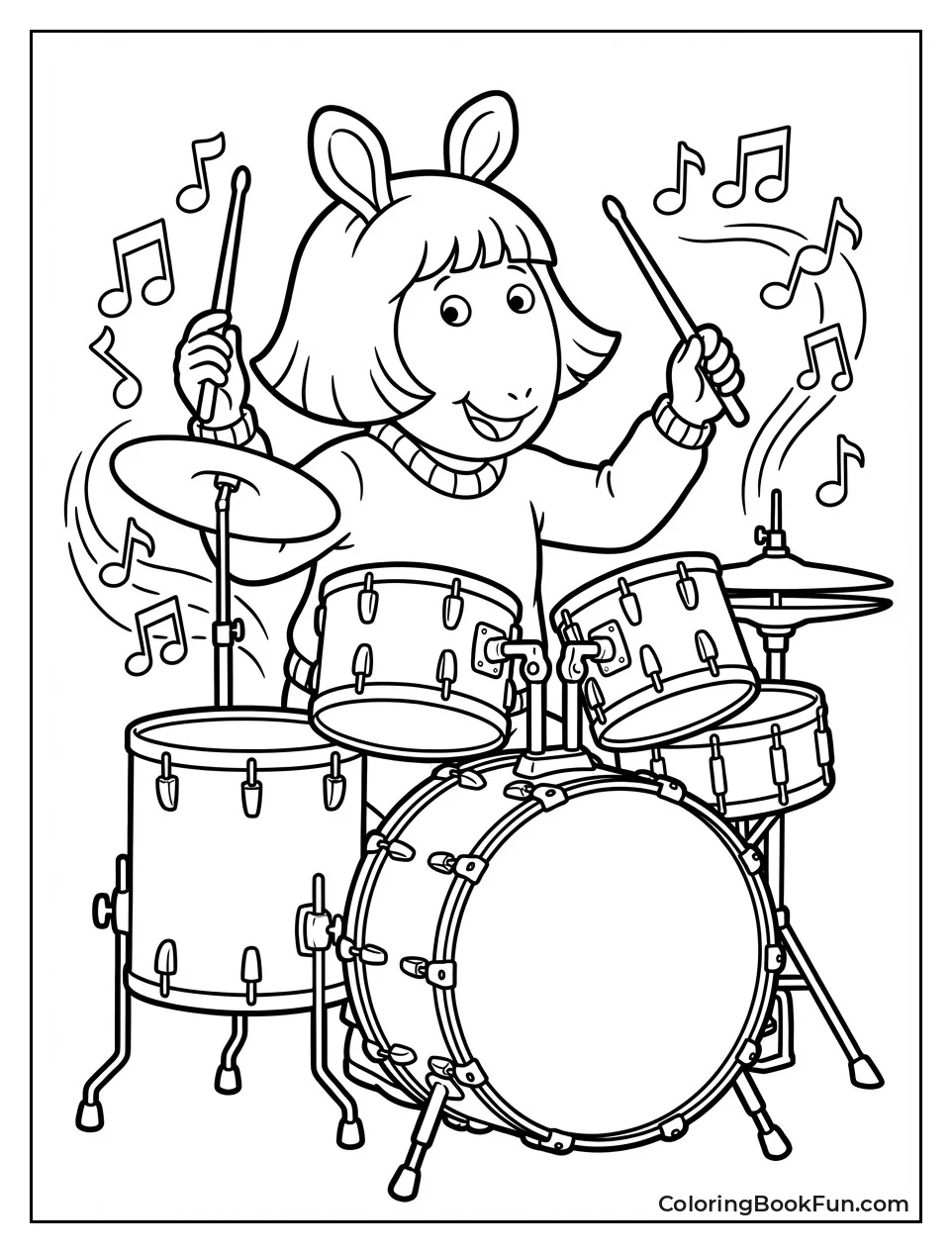 Francine Drums with Swirling Notes