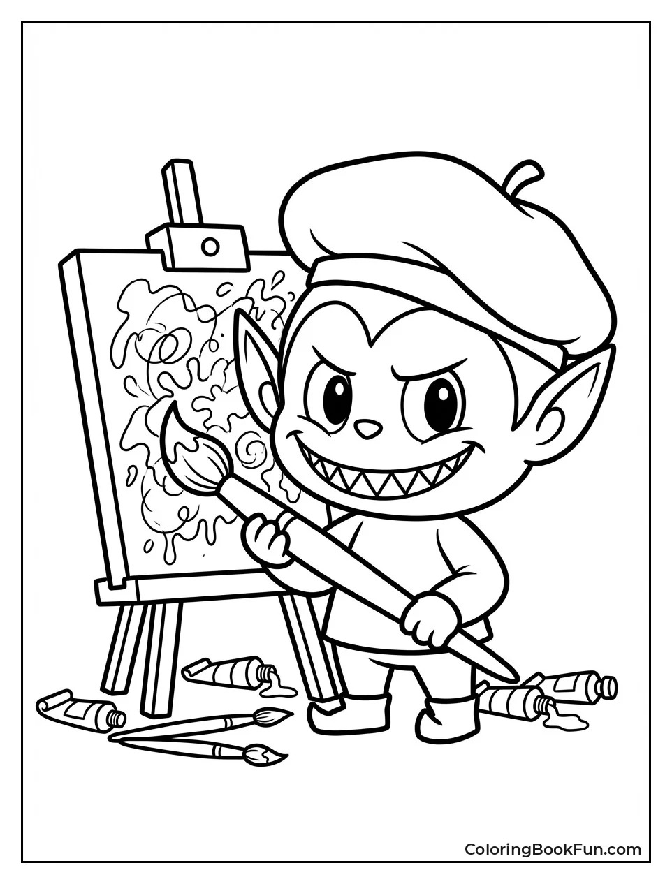 Artist Labubu Paints Canvas