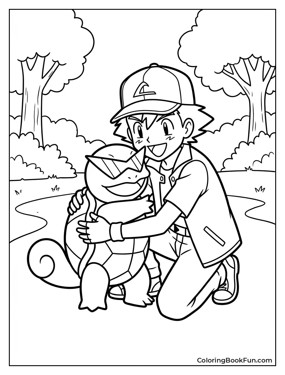 Ash Hugs Squirtle Leader