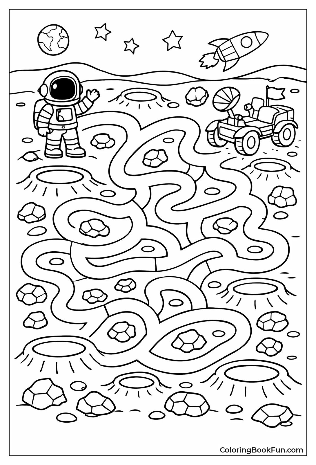 Astronaut Hops Moon Craters